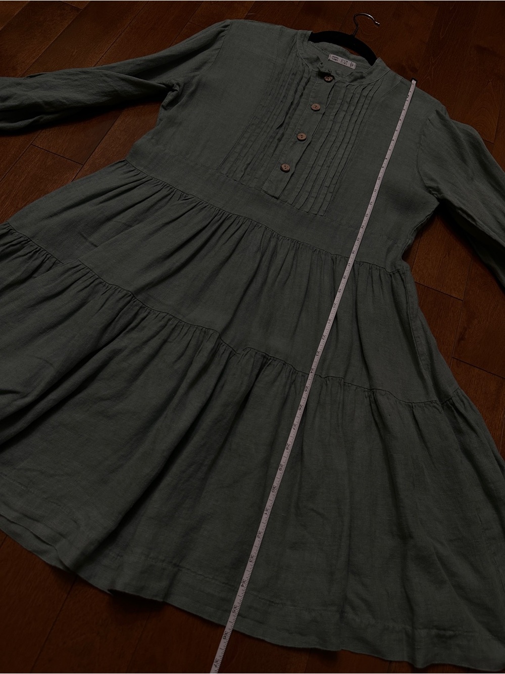 100% Linen Midi Teal Summer Dress – Size S-M Italy - Picture 8 of 9